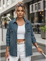 Dámska džínsová košeľová bunda modrá FashionStreet TY5683