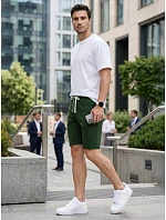 Pánske teplákové šortky so šnúrkou, zelené, FashionStreet SX2629 Pánske teplákové šortky so šnúrkou, zelené, FashionStreet SX2629