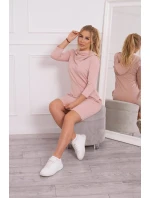 Šaty s kapucňou a vreckami tmavo púdrovo ružové