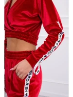 Velúrová súprava s nápisom Queen red
