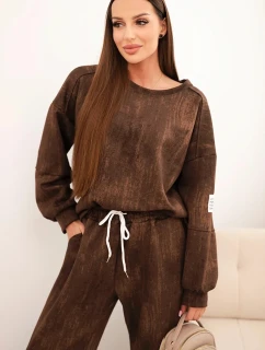 Dámska súprava z viskózy oversize s efektom blednutia hnedá