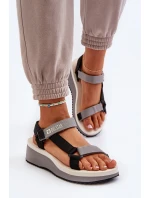 Sandały Damskie Na Platformie I Koturnie Big Star NN274A054 Szare