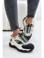 Skórzane Sneakersy Damskie Na Platformie Big Star OO274A220 HI-POLY SYSTEM Biało-Czarne
