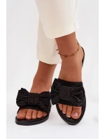 Dámské pantofle na nízkém podpatku s mašlí Černé Amivelle