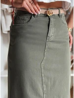 Džínsová maxi sukňa s rozparkom MIDIWAY zelená FashionStreet CY0489 Džínsová maxi sukňa s rozparkom MIDIWAY zelená FashionStreet CY0489