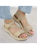 Dámske sandále na platforme pohodlné béžové Unisoft 8875