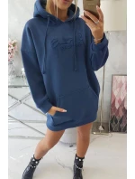 Zateplená mikina s vyšívaným textom oversize denim