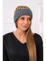 Dámska čiapka Iris K348 tmavo šedá + žltá