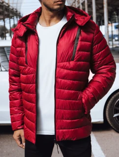 Pánska prešívaná bunda s kapucňou červená FashionStreet TX4447
