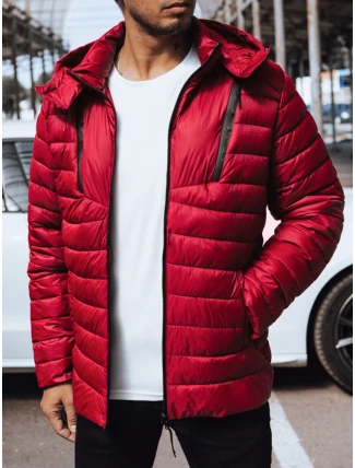 Pánska prešívaná bunda s kapucňou červená FashionStreet TX4447