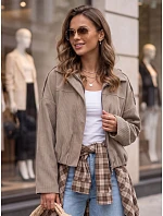 Dámska krátka béžová kordová bunda FashionStreet TY6020