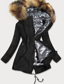 Čierna dámska zimná bunda 3 v 1 (B9558-1)