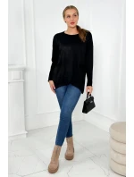 Sveter s prednými vreckami čierny
