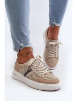 Sneakersy Skórzane Damskie D&A LR110 Beżowe