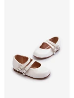 Lakierowane Balerinki Dziecięce Z Paseczkami Białe Margenis