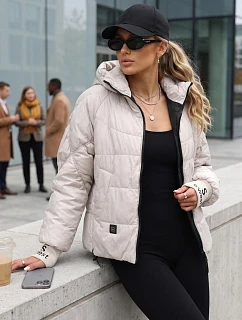 Dámska prešívaná bunda s kapucňou, svetlo béžová, FashionStreet TY5761