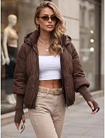 Dámska zimná prešívaná bunda s kapucňou, hnedá, FashionStreet TY5895