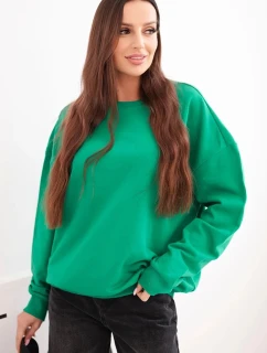 Dámska základná bavlnená zelená mikina s okrúhlym výstrihom