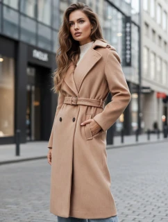 Dámsky zimný kabát klasický camel trenčkot FashionStreet NY0763z