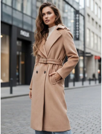 Dámsky zimný kabát klasický camel trenčkot FashionStreet NY0763z