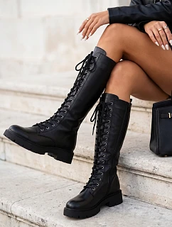 Dámske vysoké čierne turistické topánky FashionStreet ZY1488