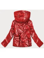 Červená lesklá dámska bunda s kapucňou (B9575) Červená lesklá dámska bunda s kapucňou (B9575)