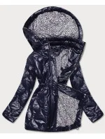 Tmavomodrá dámska bunda s ozdobnou podšívkou (BH2182)