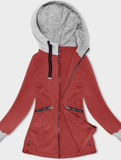 Dámsky sveter s kapucňou červený (AMG-312A)