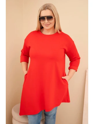 Dámske Plus veľkosť viskózová sukňa s voľným strihom a dlhými rukávmi červená Dámske Plus veľkosť viskózová sukňa s voľným strihom a dlhými rukávmi červená