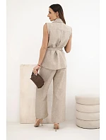 Dámska súprava s uzlovou blúzkou a širokými nohavicami fango Dámska súprava s uzlovou blúzkou a širokými nohavicami fango