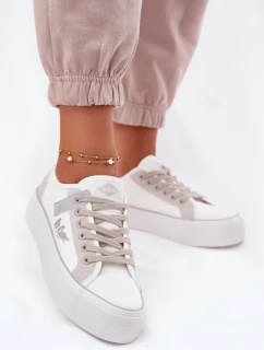 Trampki Damskie Na Platformie Lee Cooper LCW-25-31-3479L Biało-Szare