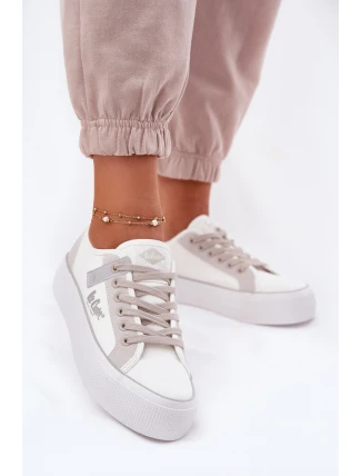 Trampki Damskie Na Platformie Lee Cooper LCW-25-31-3479L Biało-Szare