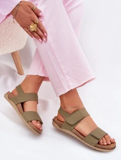 Skórzane Sandały Damskie Inblu AA0001KU Zielone