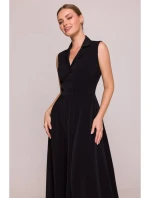 S409 Priliehavé košeľové šaty - čierne