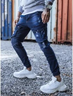 Modré pánske nohavice FashionStreet UX3284