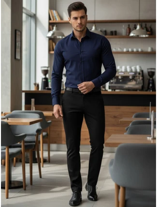 Pánska elegantná tmavomodrá košeľa FashionStreet DX2477