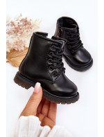 Detské kožené topánky so zipsom Black Omua