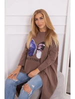 Blúzka s oversize potlačou mocca