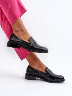 Damskie Lakierowane Mokasyny Czarne Nerilaja