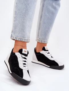 Skórzane Buty Sportowe Damskie Laura Messi 2935 Czarne