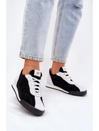 Skórzane Buty Sportowe Damskie Laura Messi 2935 Czarne