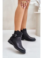Ploché členkové topánky na podpätku s remienkom Black Sabamessa