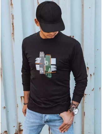 Pánska mikina s potlačou čierna FashionStreet BX5352