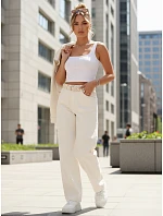 Dámske baggy džínsy s vysokým pásom v béžovej farbe FashionStreet UY2931