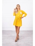 Horčicové flitrové šaty s vreckami