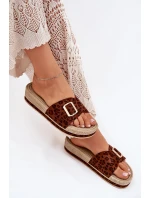 Klapki Damskie Na Platformie Ze Złotą Klamrą Panterka Selira