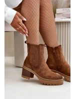 Dámske členkové topánky na podpätku Eco Suede Insulated Dark Brown Nevitas Dámske členkové topánky na podpätku Eco Suede Insulated Dark Brown Nevitas