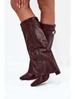 Dámske čižmy na podpätku LQ-69 Burgundy - Stephan Paris