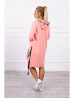 Marhuľové šaty s kapucňou a potlačou