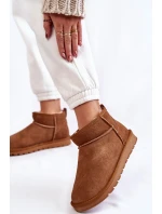 Damskie Zamszowe Niskie Śniegowce Camel Shelie